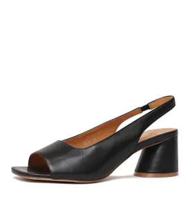 Petel Black Leather Heels