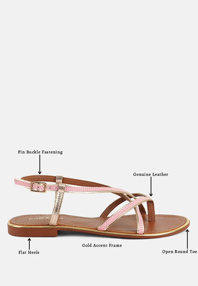 PHEOBE Strappy Pink Flat Sandals
