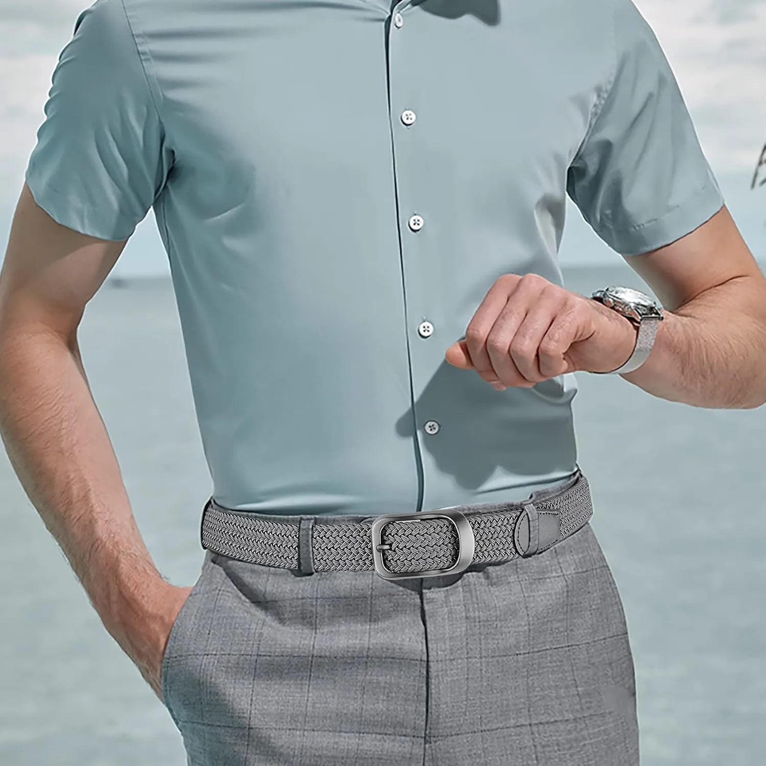 Plus Size 43'' to 75'' Mens Elastic Stretch Belts Big and Tall Belt
