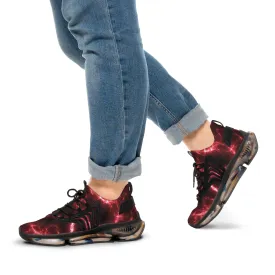 Red Lightning Men's Mesh Sneakers, Lightning Bolt Thunder Print Best Comfy Men's Mesh Sports Sneakers Shoes (US Size: 5-12)