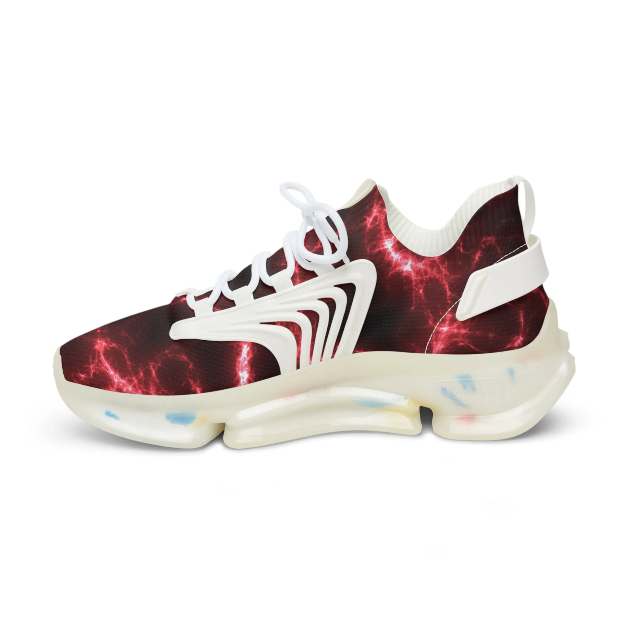 Red Lightning Men's Mesh Sneakers, Lightning Bolt Thunder Print Best Comfy Men's Mesh Sports Sneakers Shoes (US Size: 5-12)