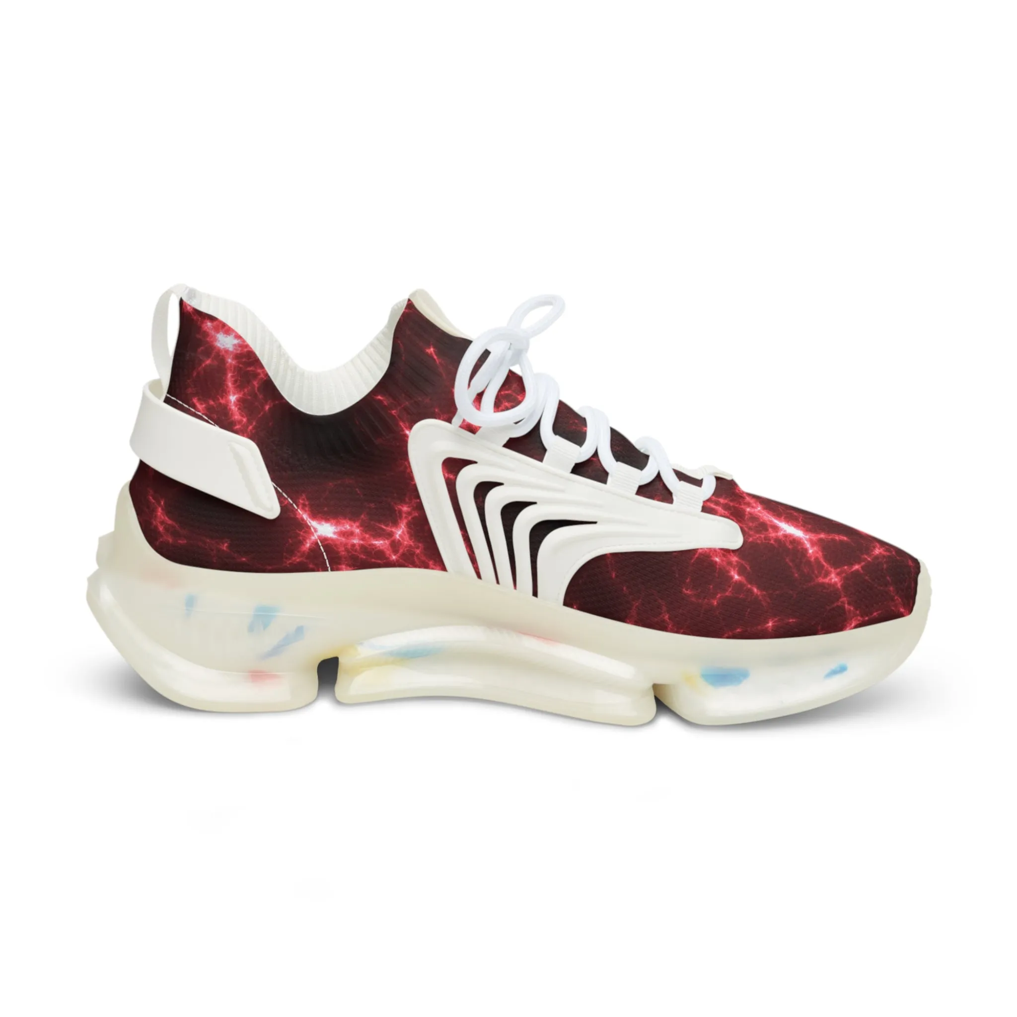 Red Lightning Men's Mesh Sneakers, Lightning Bolt Thunder Print Best Comfy Men's Mesh Sports Sneakers Shoes (US Size: 5-12)