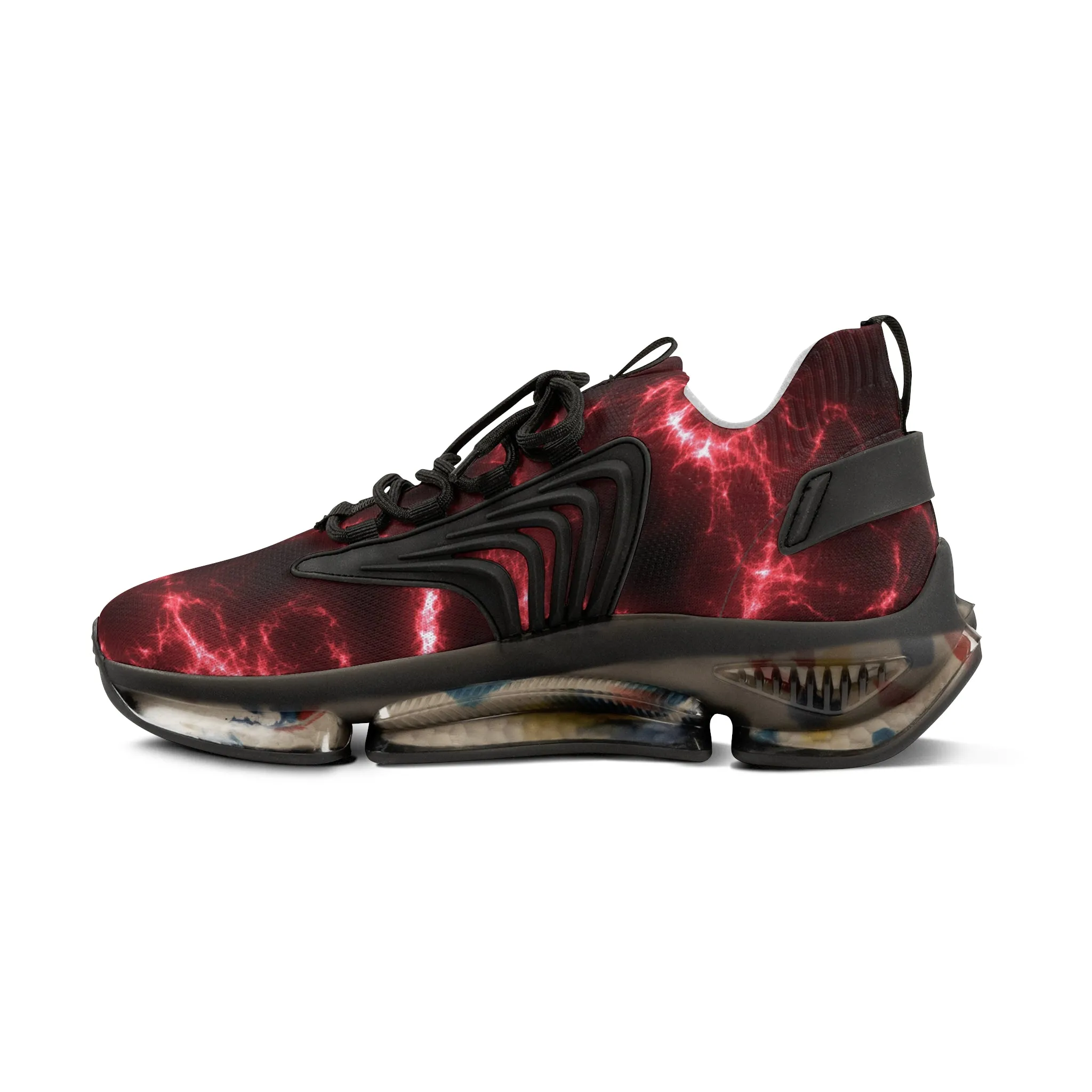 Red Lightning Men's Mesh Sneakers, Lightning Bolt Thunder Print Best Comfy Men's Mesh Sports Sneakers Shoes (US Size: 5-12)