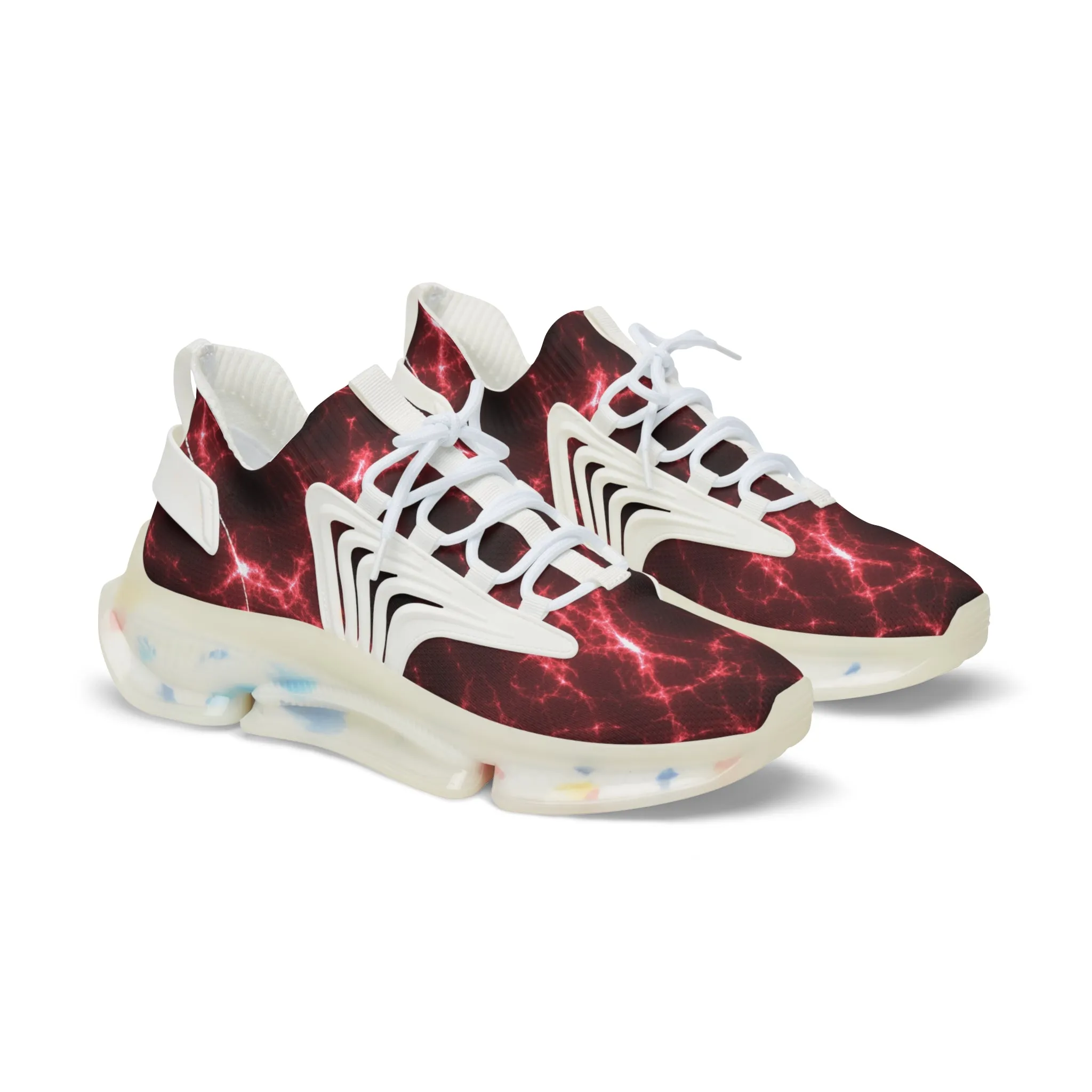 Red Lightning Men's Mesh Sneakers, Lightning Bolt Thunder Print Best Comfy Men's Mesh Sports Sneakers Shoes (US Size: 5-12)