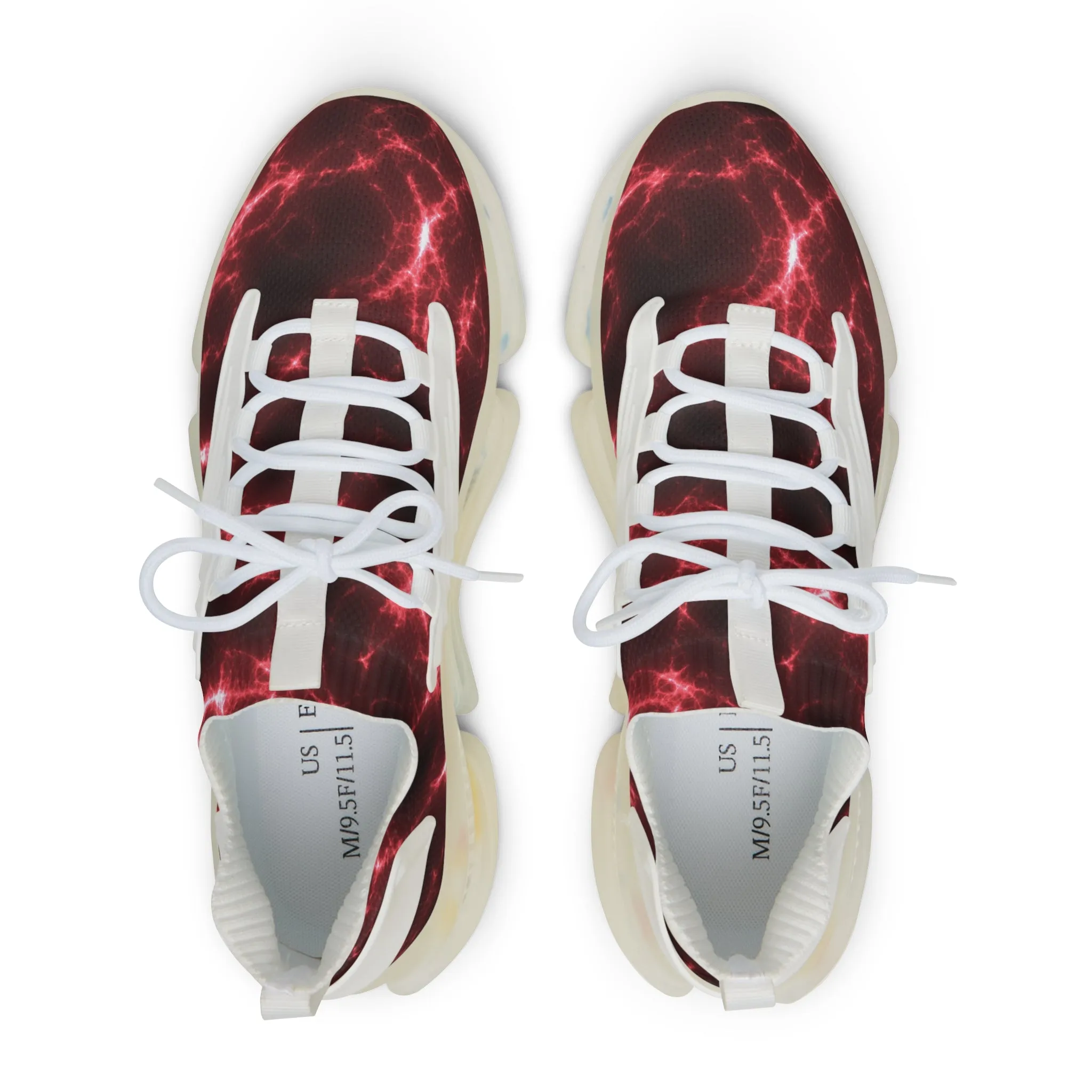 Red Lightning Men's Mesh Sneakers, Lightning Bolt Thunder Print Best Comfy Men's Mesh Sports Sneakers Shoes (US Size: 5-12)
