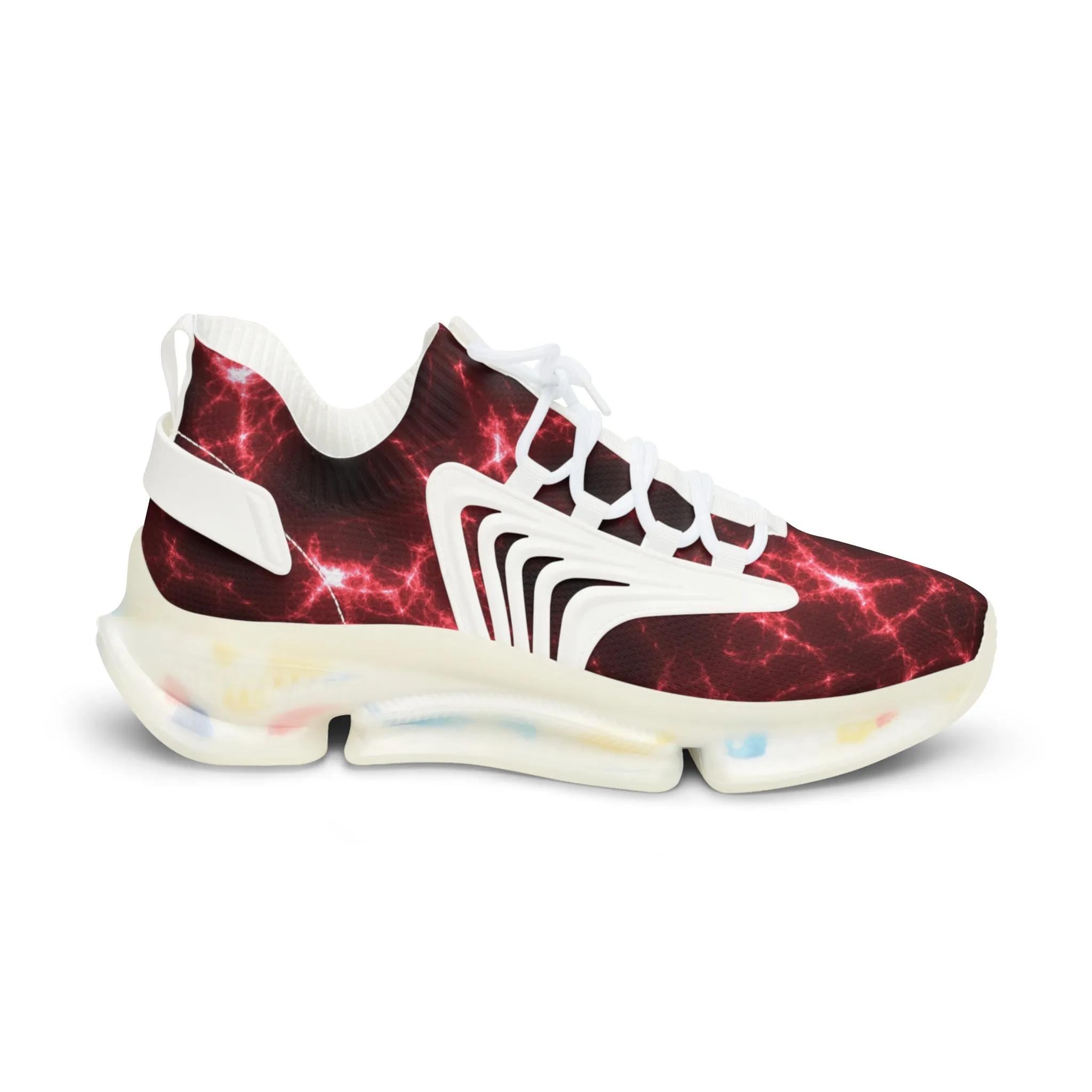 Red Lightning Men's Mesh Sneakers, Lightning Bolt Thunder Print Best Comfy Men's Mesh Sports Sneakers Shoes (US Size: 5-12)