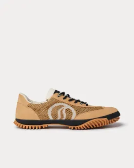 S-Wave Sport Mesh Panelled Pecan Brown Low Top Sneakers