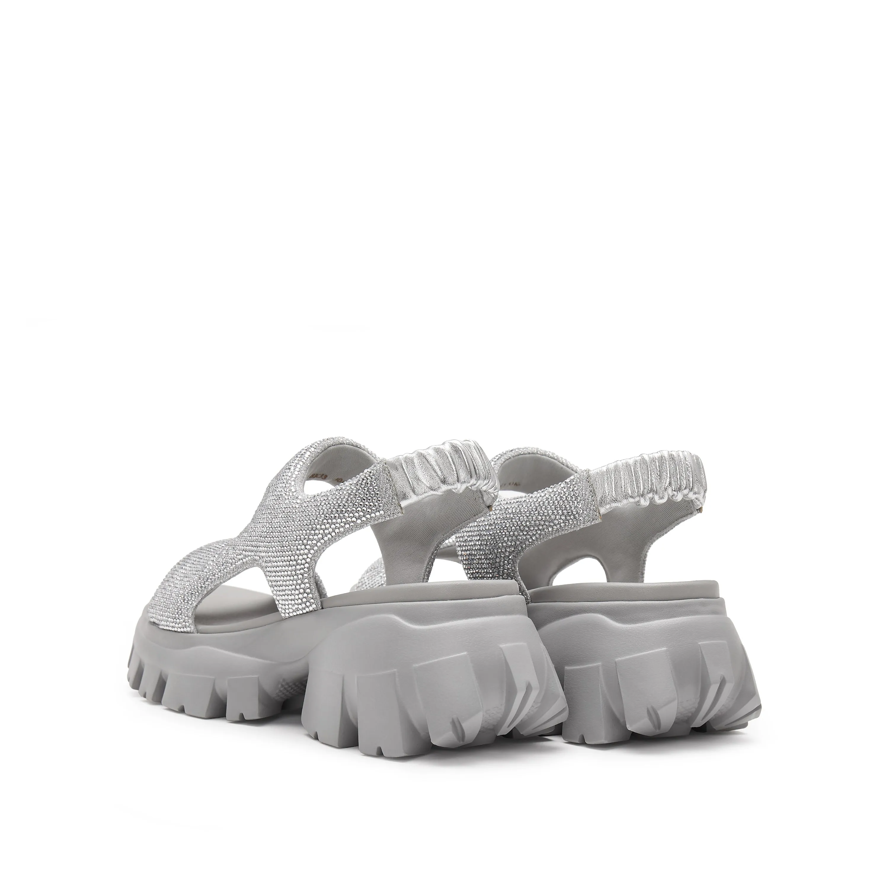Silver Crystal-embellished Sporty Sandals