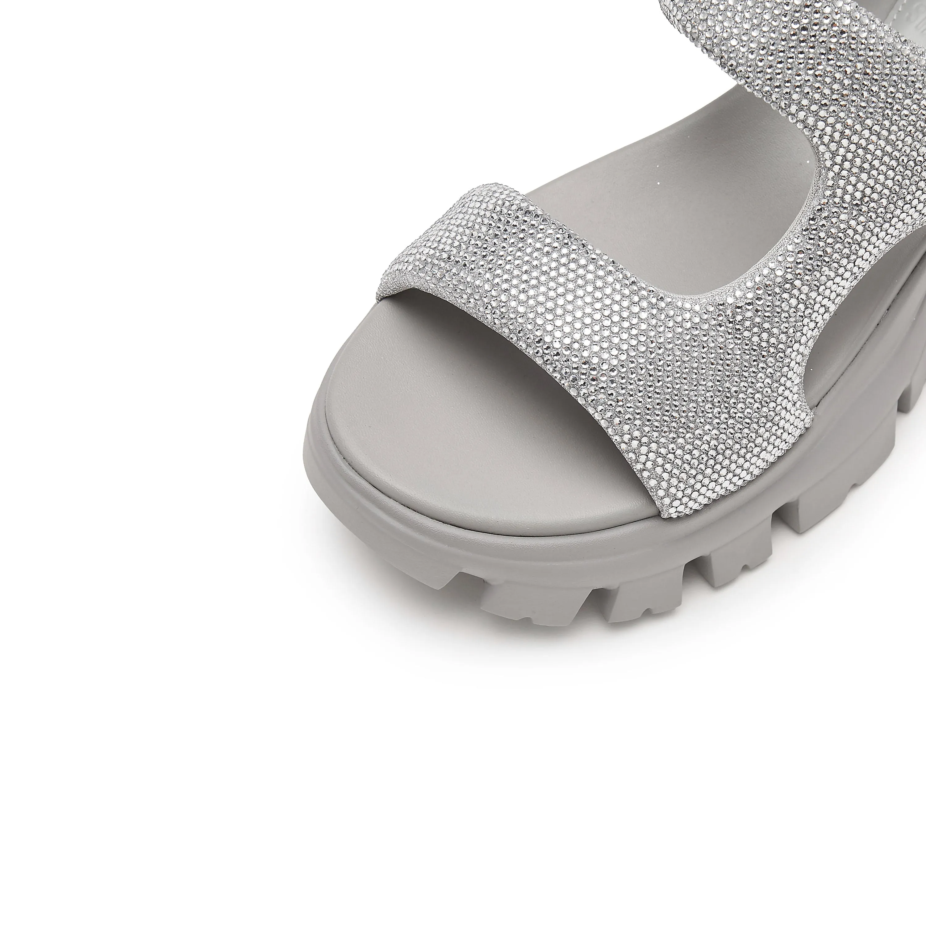 Silver Crystal-embellished Sporty Sandals