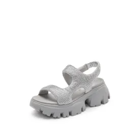 Silver Crystal-embellished Sporty Sandals