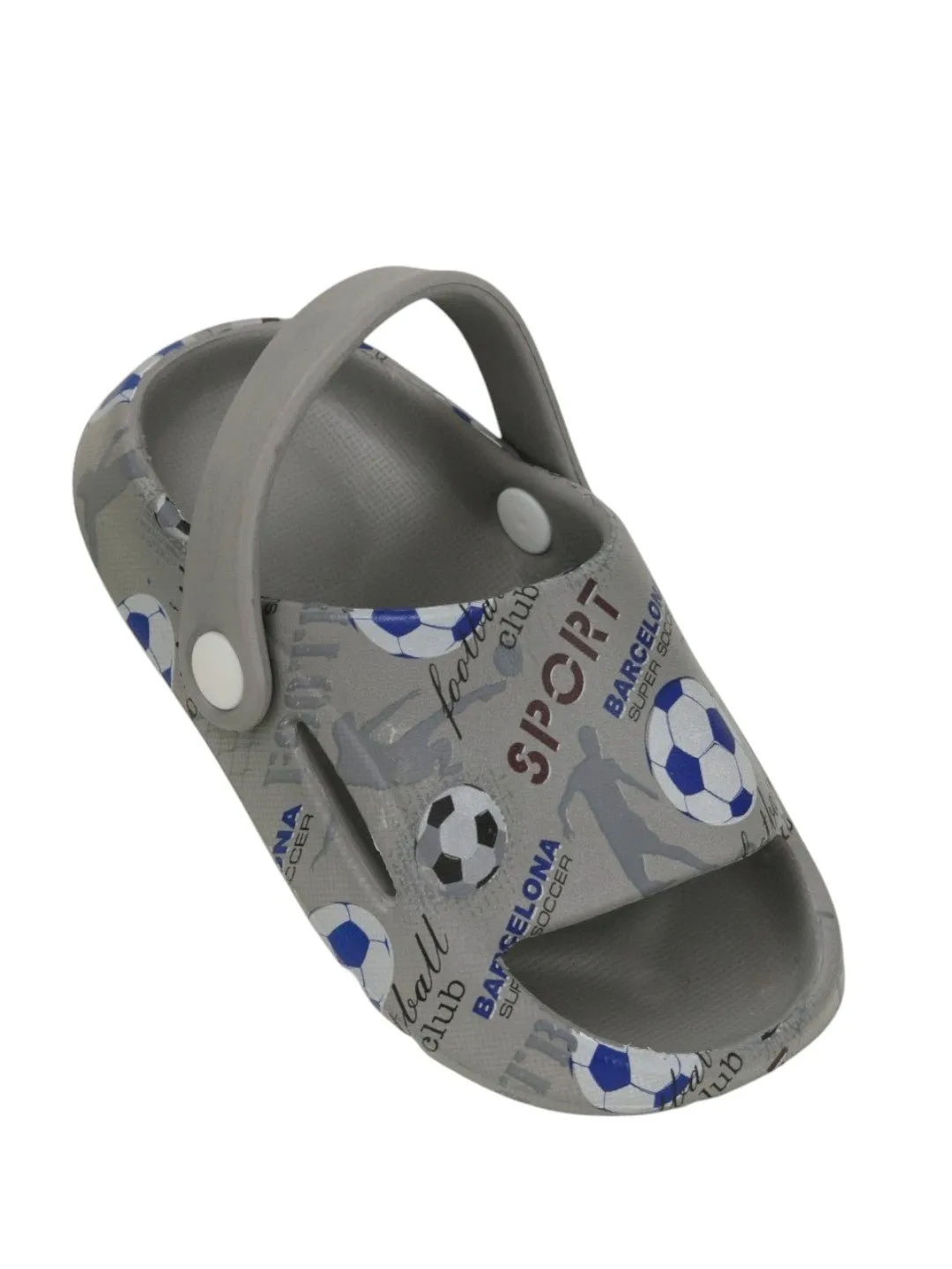 Sporty Football Theme Sandals For Boys, Grey