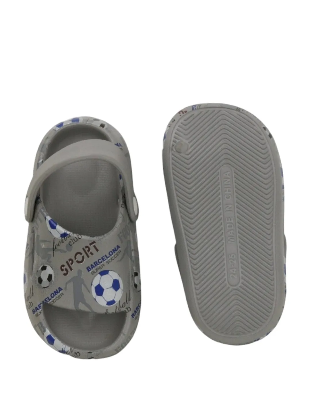 Sporty Football Theme Sandals For Boys, Grey