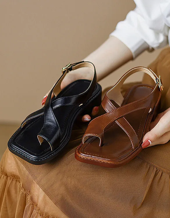 Square Toe Cross-strap Flat Sandals Slingback 35-41