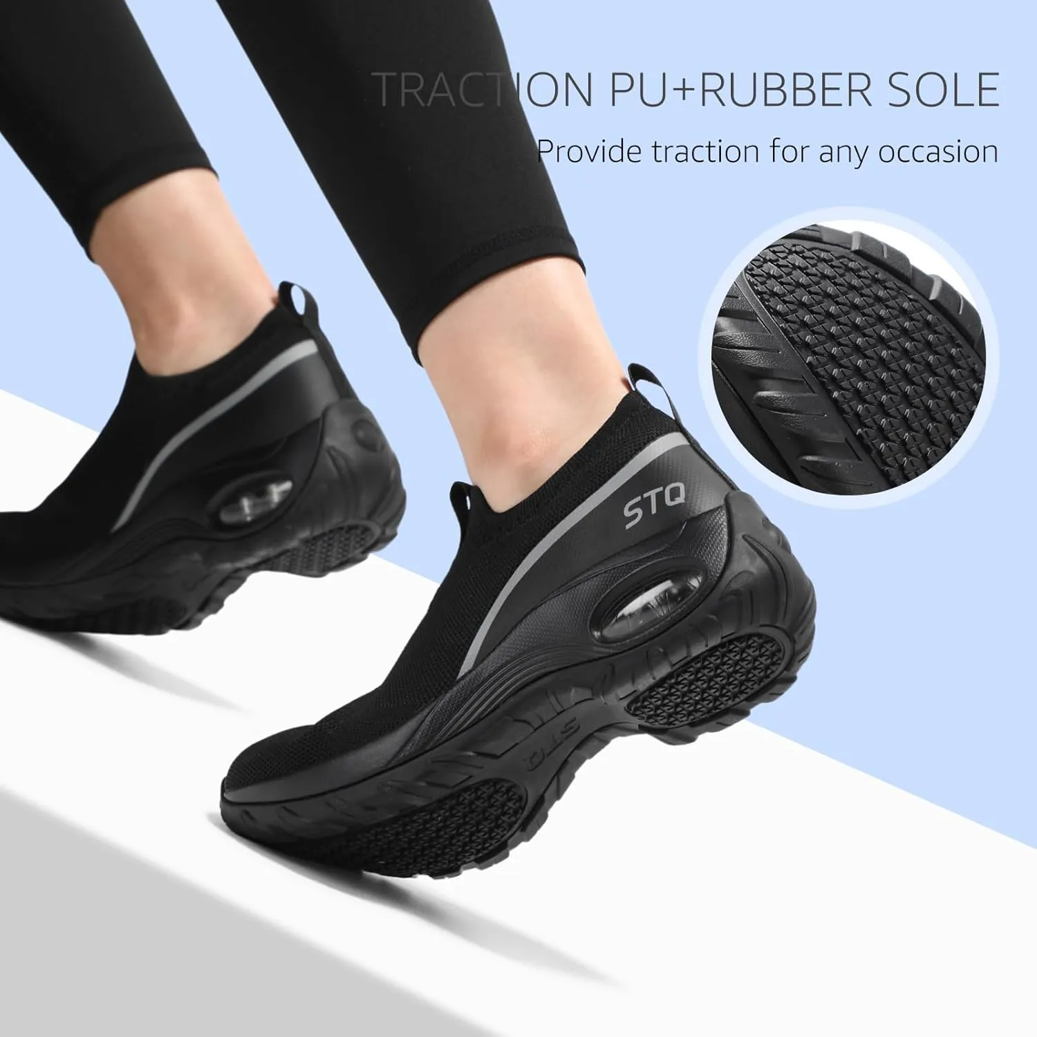 STQ Slip on Walking Shoes for Women Arch Support Mesh Comfy Work Shoes