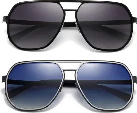 SUNGAIT Polygon Aviator Sunglasses for Men Polarized Trendy Square Sun Glasses Retro Pilot Shades UV Protection