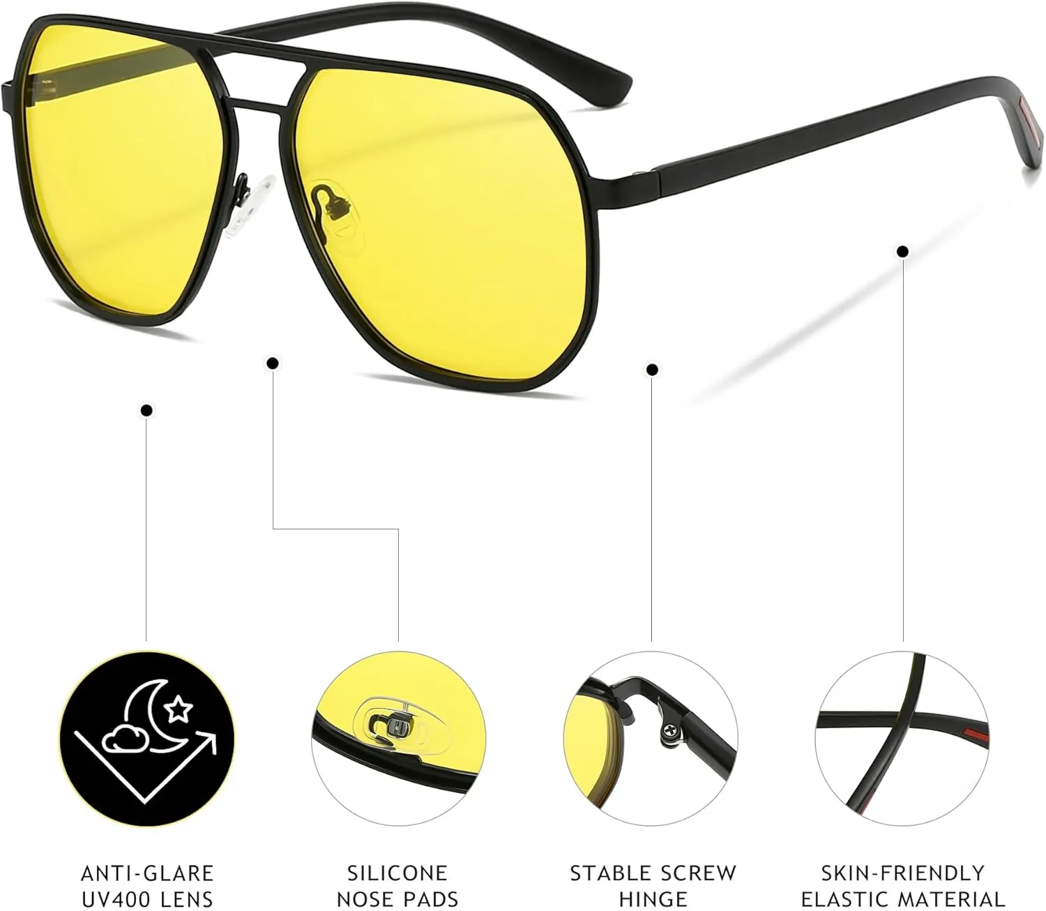 SUNGAIT Polygon Aviator Sunglasses for Men Polarized Trendy Square Sun Glasses Retro Pilot Shades UV Protection