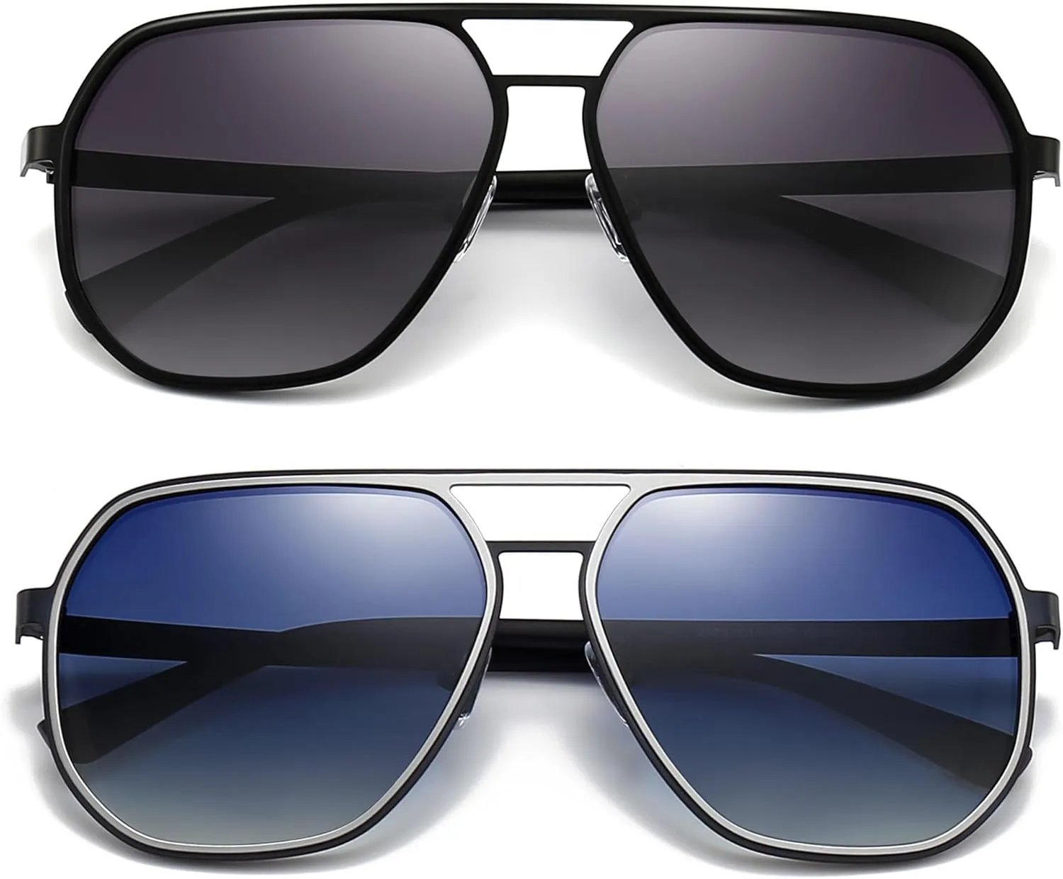 SUNGAIT Polygon Aviator Sunglasses for Men Polarized Trendy Square Sun Glasses Retro Pilot Shades UV Protection