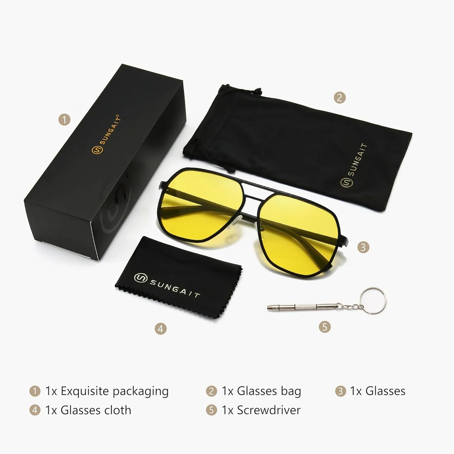 SUNGAIT Polygon Aviator Sunglasses for Men Polarized Trendy Square Sun Glasses Retro Pilot Shades UV Protection