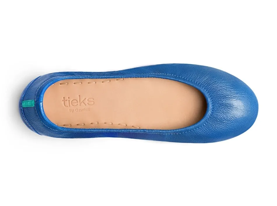 TIEKS COBALT BLUE ITALIAN LEATHER BALLET FLATS