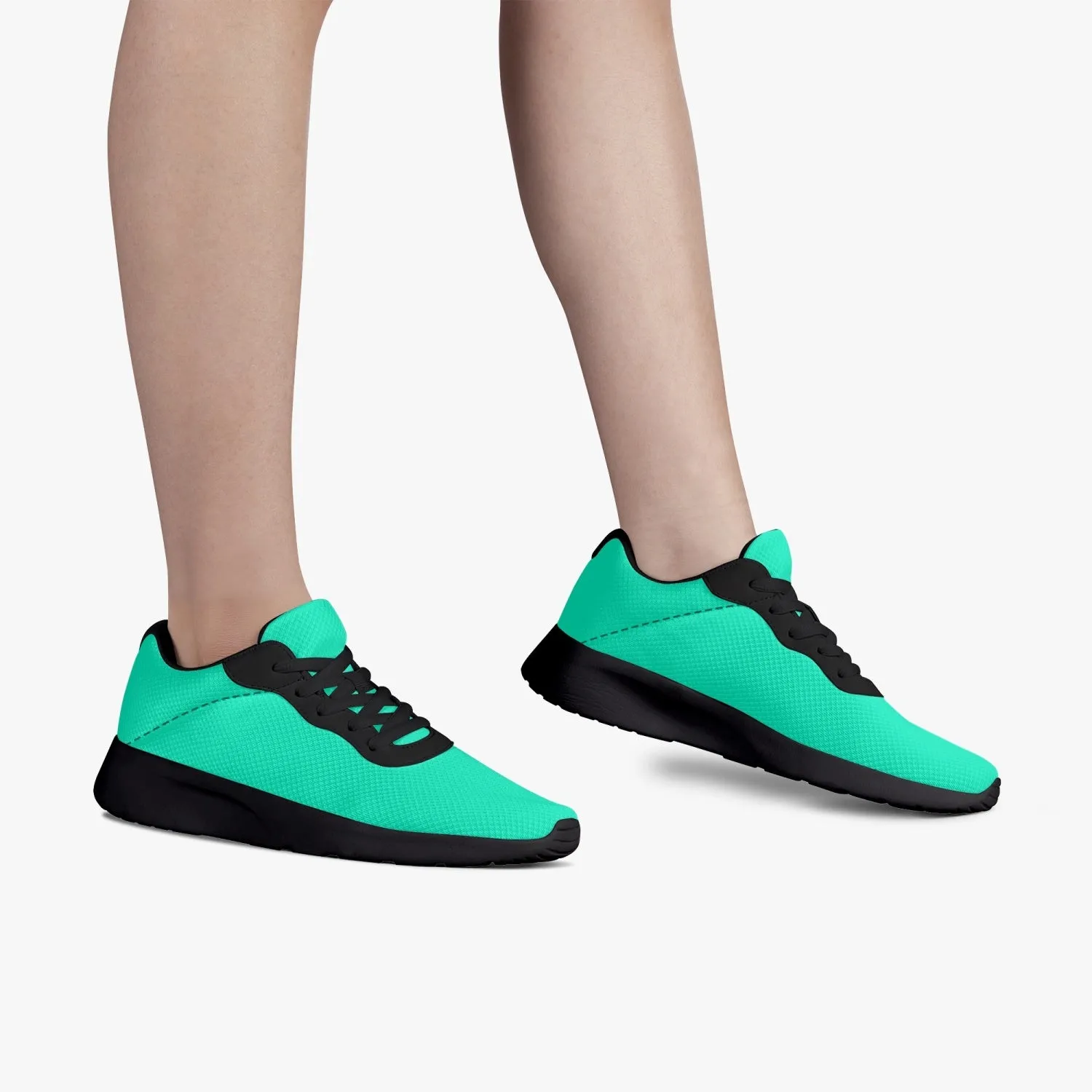 Turquoise Blue Unisex Sneakers, Soft Solid Color Best Lifestyle Unisex Casual Designer Mesh Running Shoes With Black Soles