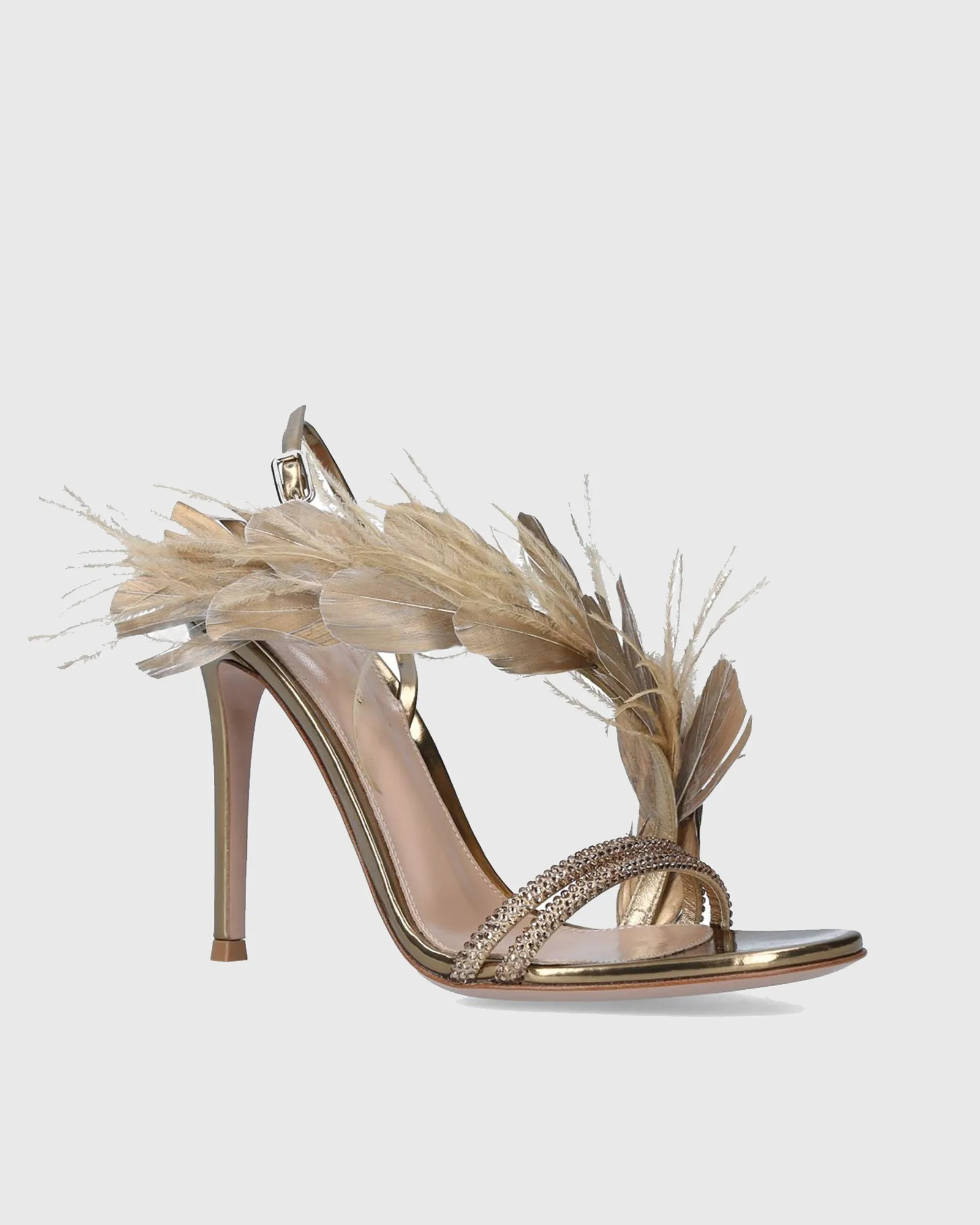Vera Feather Slingback Sandals In Gold