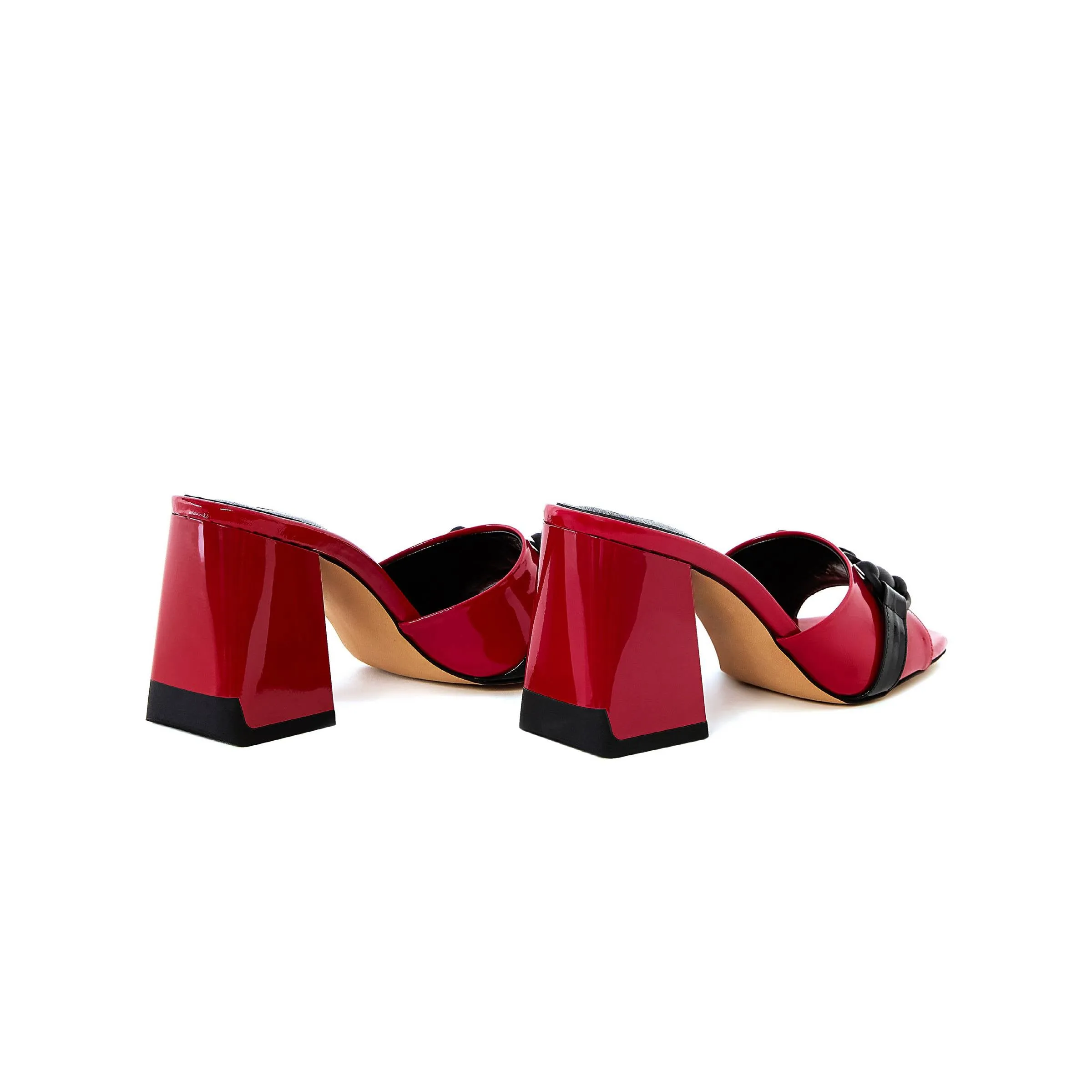 Women's Rugan Calf Leather Mid Heeled Handmade Slides W6001
