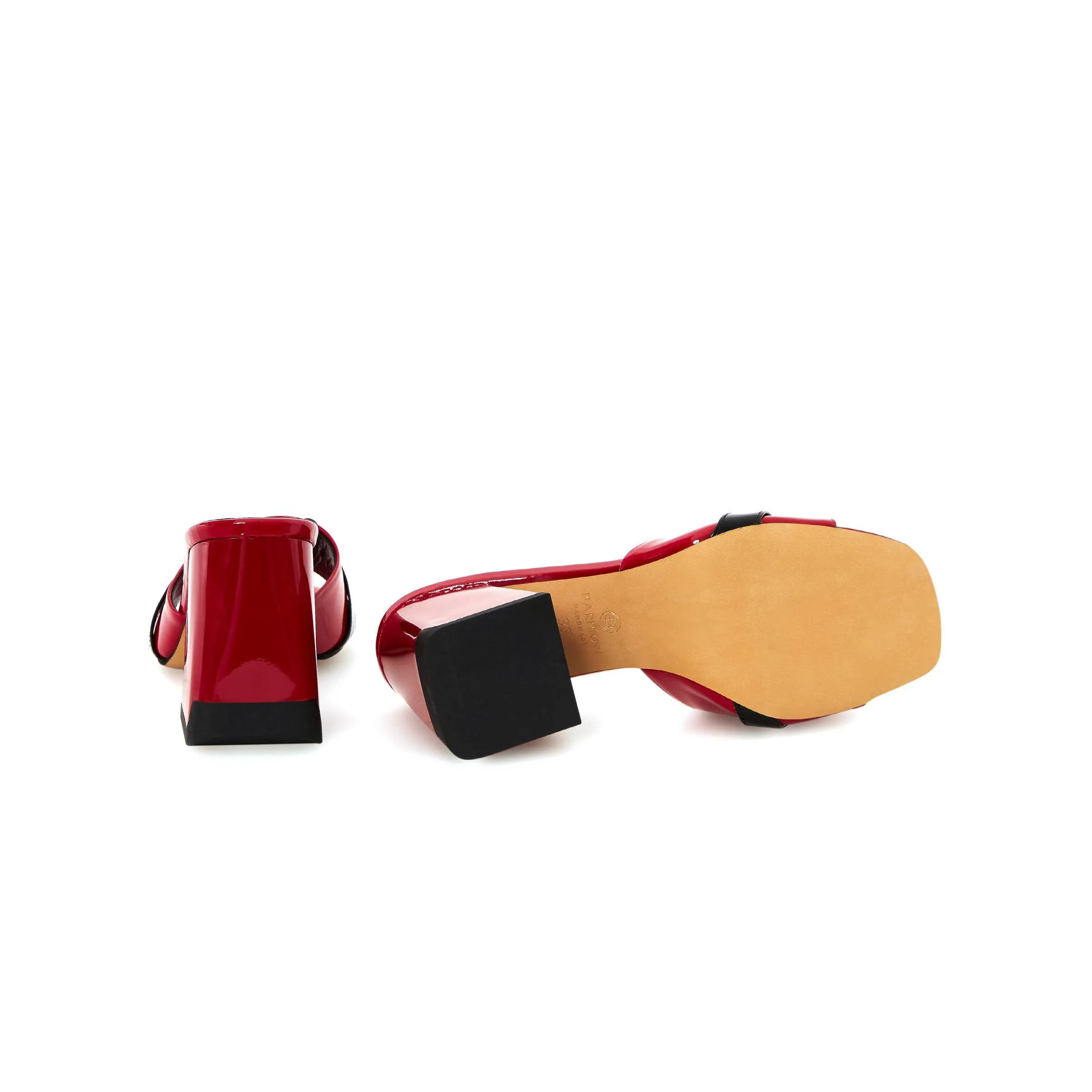 Women's Rugan Calf Leather Mid Heeled Handmade Slides W6001