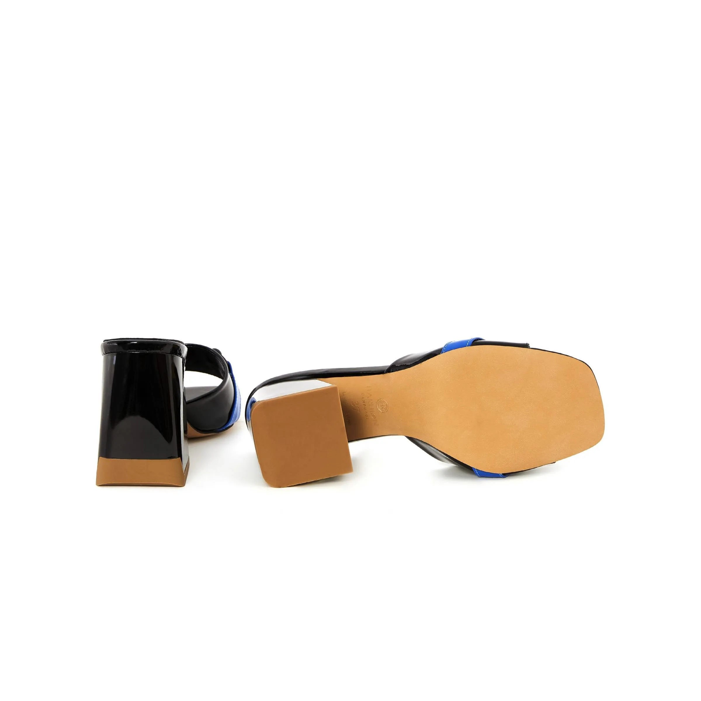 Women's Rugan Calf Leather Mid Heeled Handmade Slides W6001