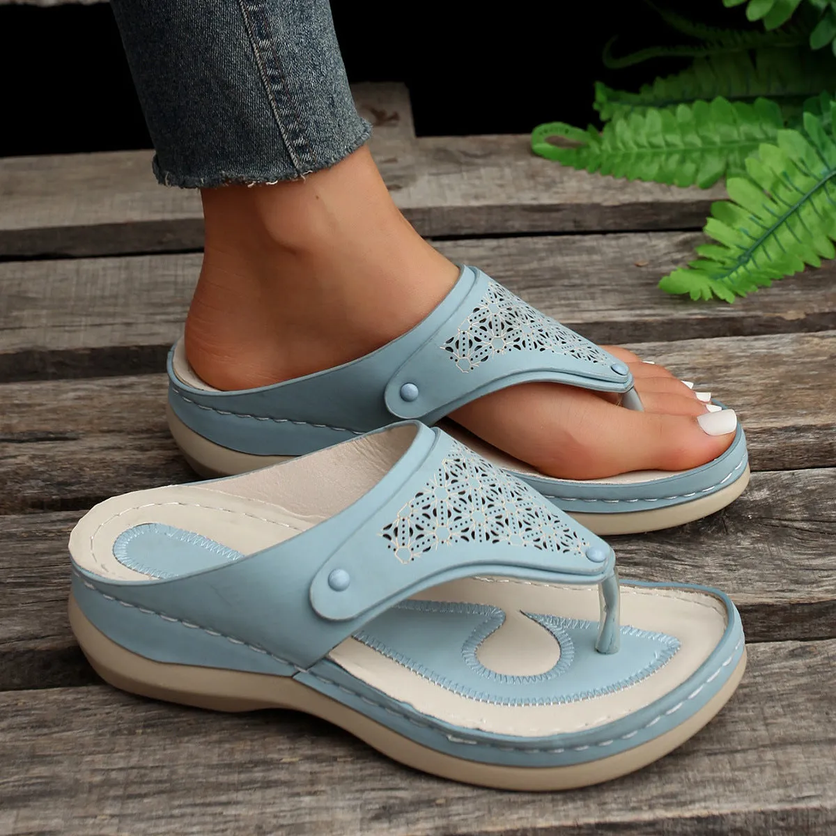 Women’s Solid Color Roman Thong Sandals