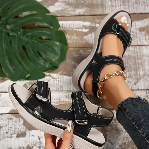 Women's Sporty Wedge Sandals with Velcro Straps 56950750S