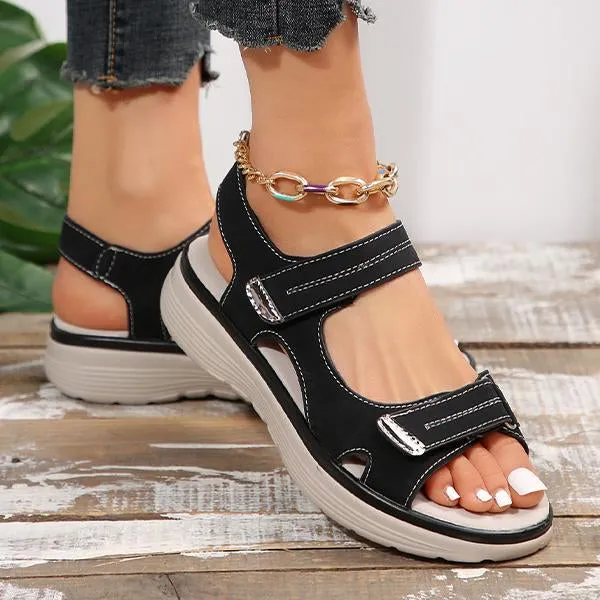 Women's Sporty Wedge Sandals with Velcro Straps 56950750S