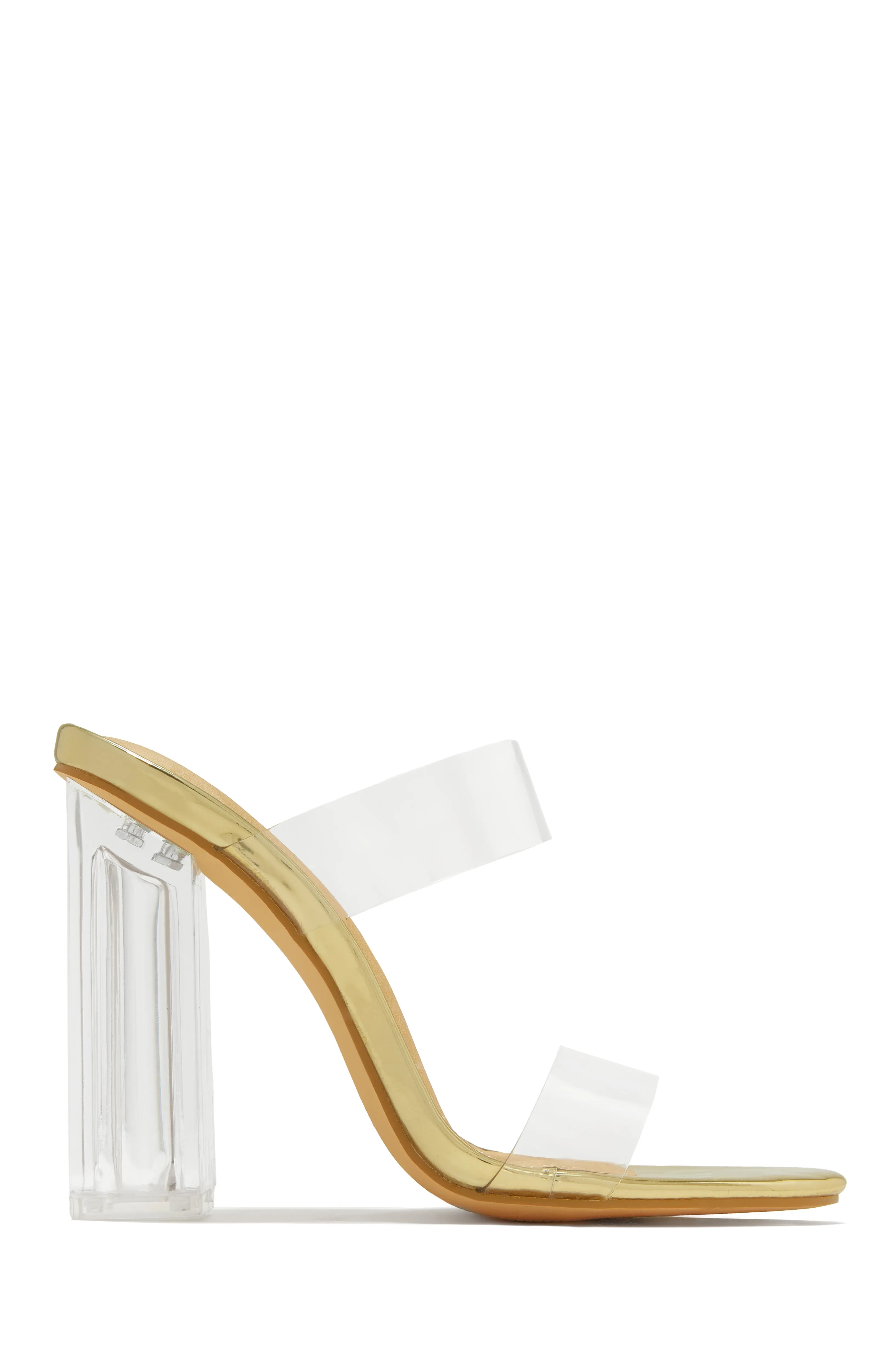 Your Next Date Clear Strap Block Heel Mules - Silver