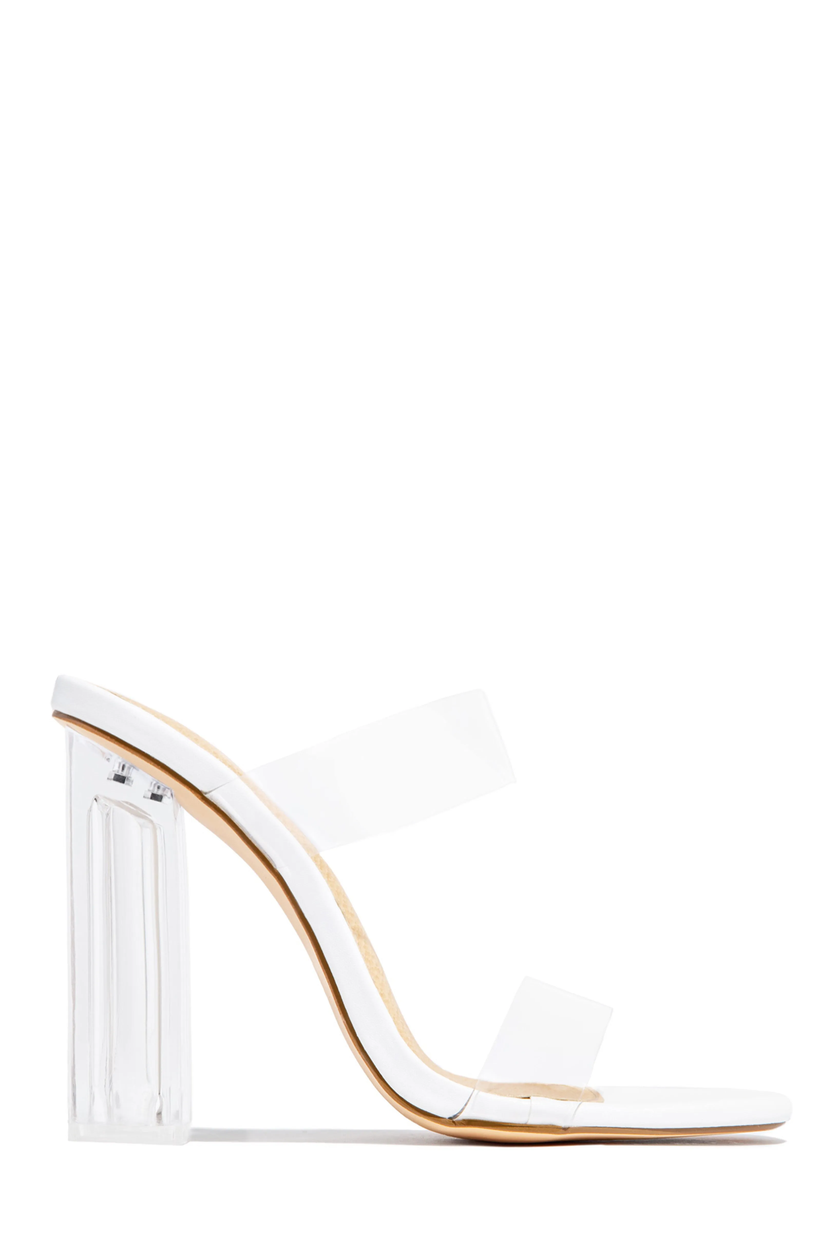 Your Next Date Clear Strap Block Heel Mules - Silver