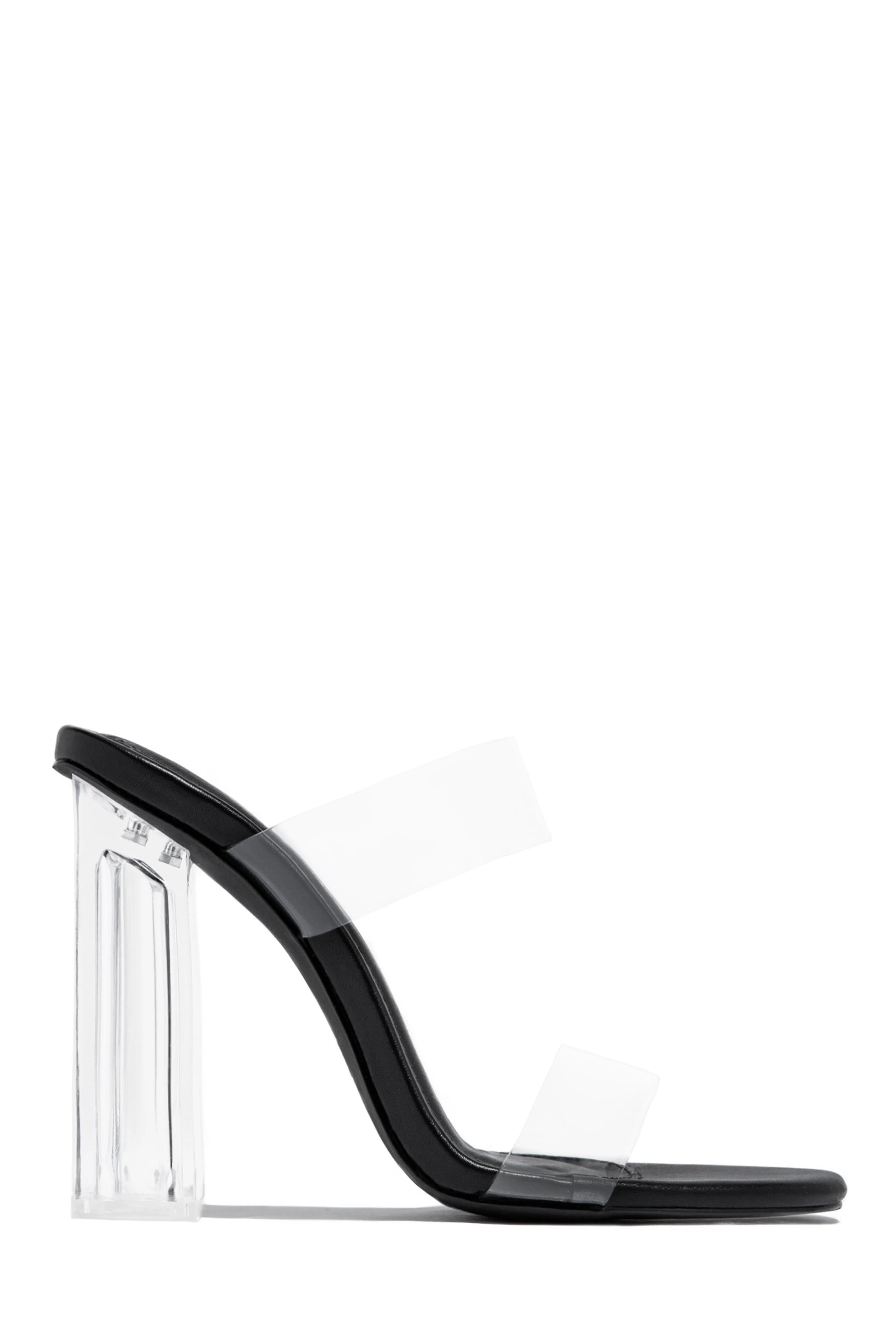 Your Next Date Clear Strap Block Heel Mules - Silver